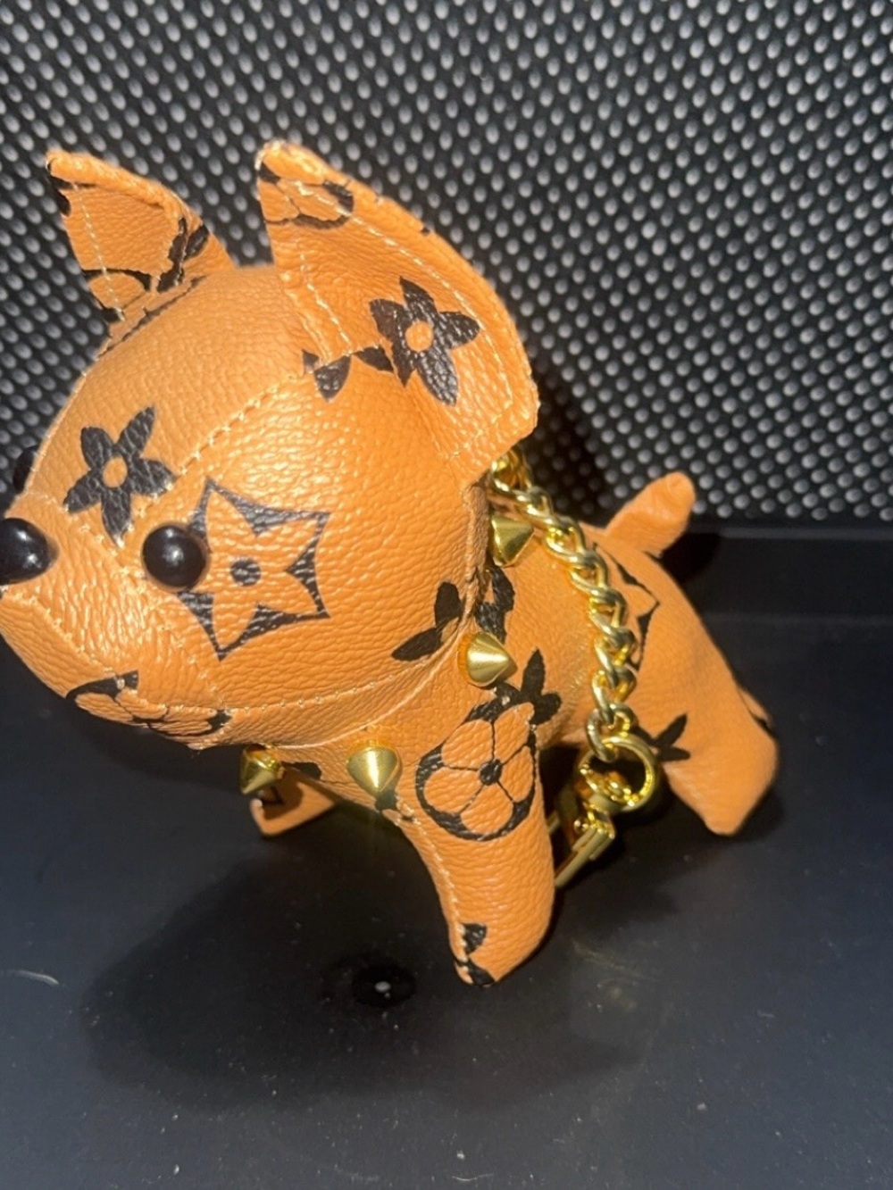 CUSTOM MADE Designer-Inspired Dog Keychain Charm with Studs